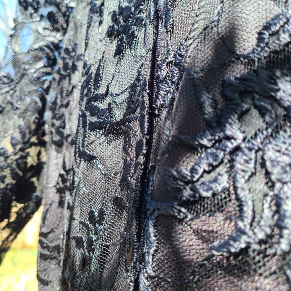 Cachet by Bari Protas black lace vintage dress 80s poofy sleeves - Picture 4 of 4